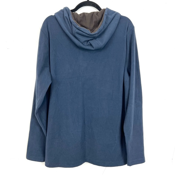 Weatherproof Vintage Blue Fleece Henley Hoodie Sweatshirt Men's Large Soft - Picture 3 of 3